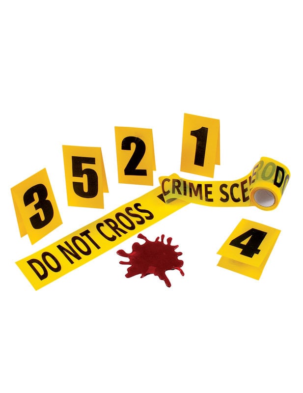 Vue d'ensemble des accessoires des décorations scène de crime pour Halloween
