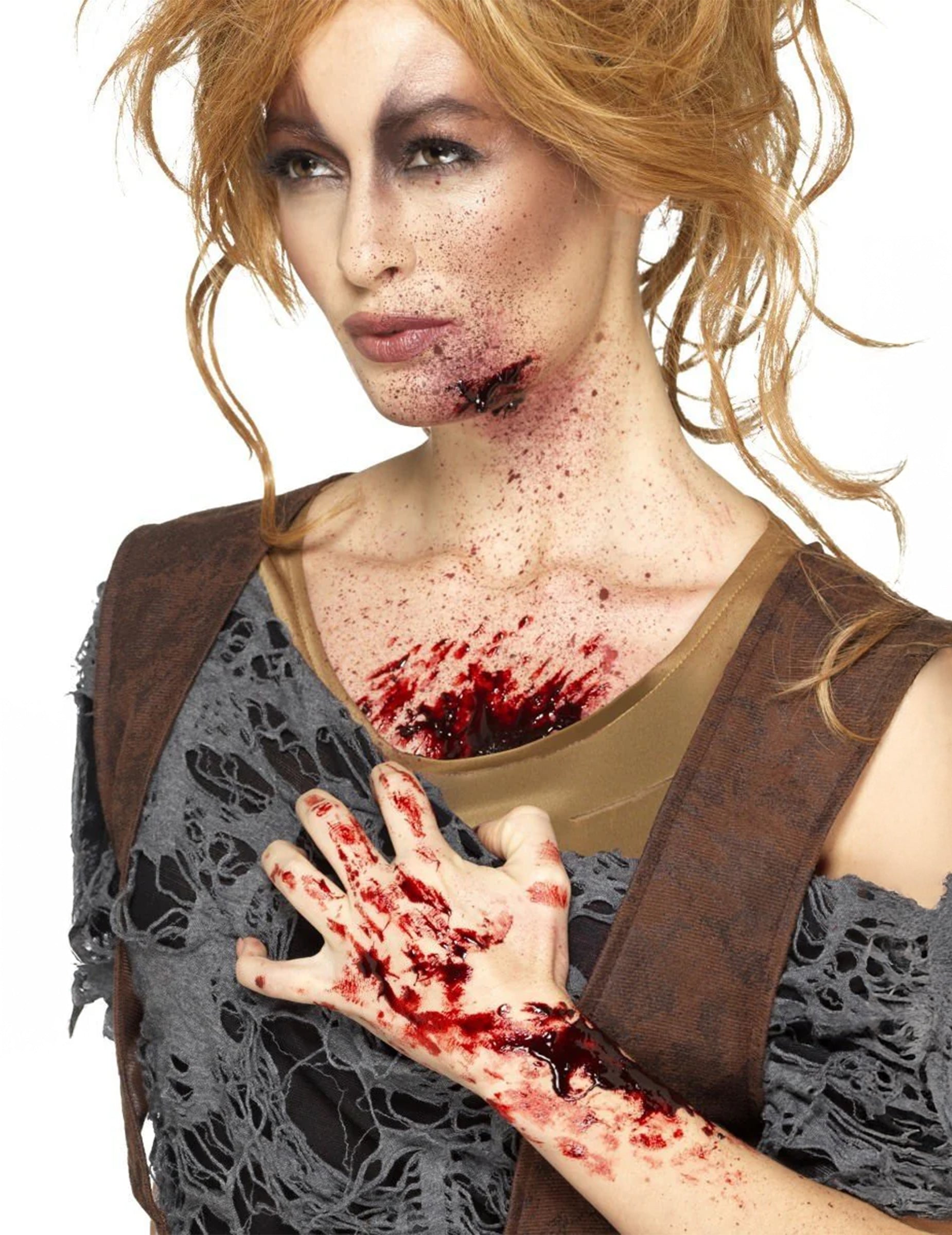 Croûte de sang Halloween pour femme rouge