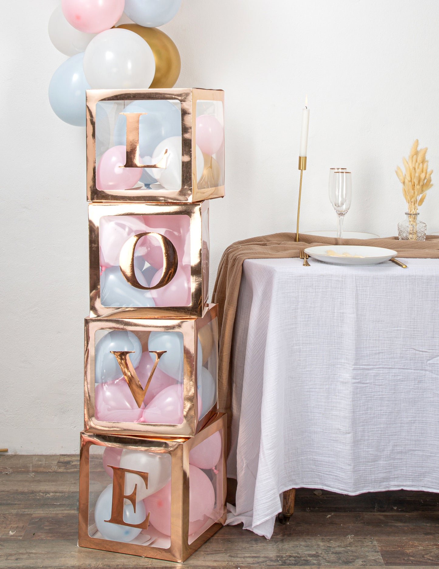 Priehľadný balón v ružovo-zlatej farbe, rozmer 30 x 30 cm prispôsobiť