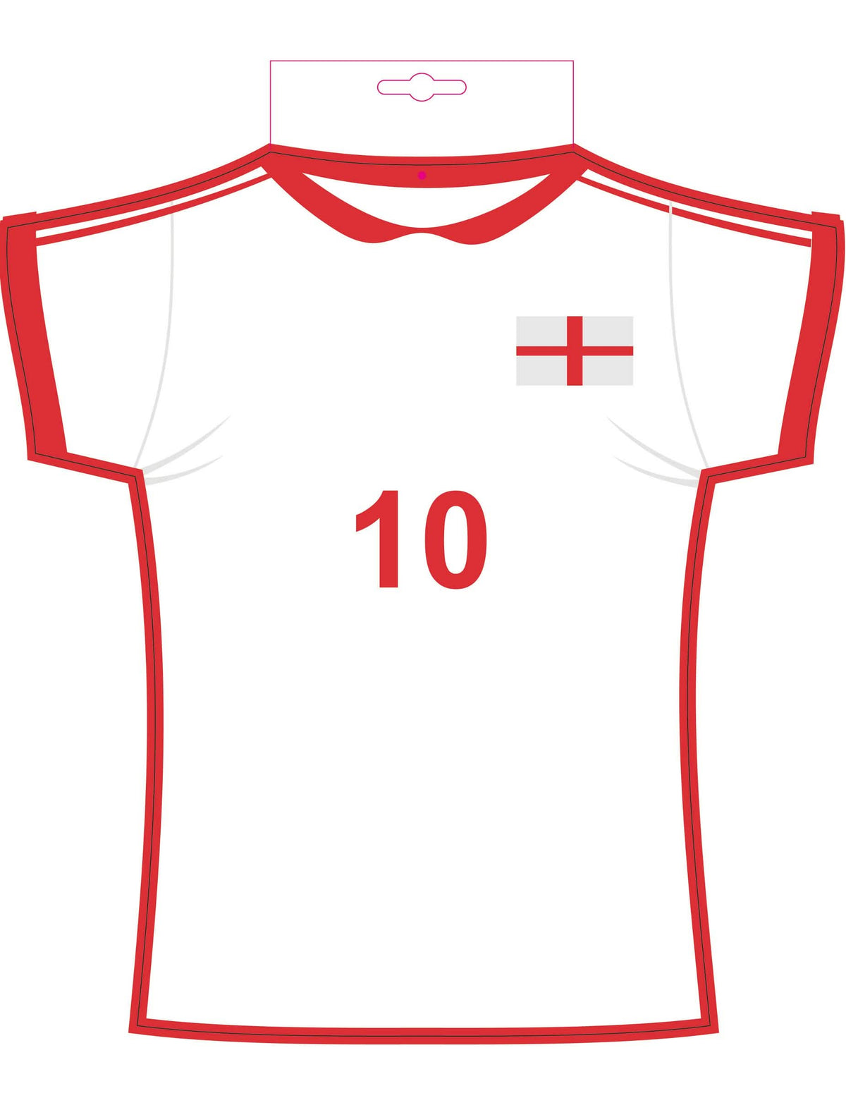 Vystrihnúť dres anglicko pre fanúšik biela a červená s číslom 10