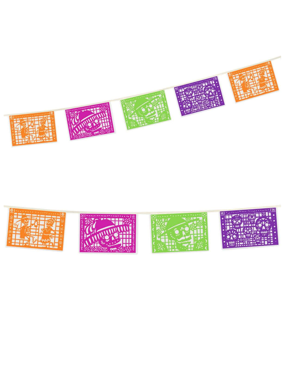 Girlanda Papel picado Dia de los muertos viacfarebné z plastu