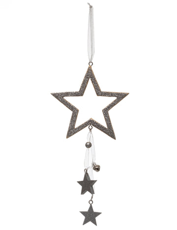 Závesná dekorácia strieborná hviezda 24 cm 