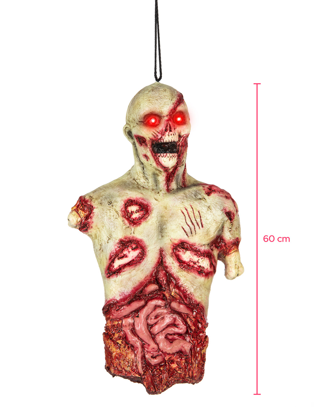 Dimensions de la décoration à suspendre lumineuse zombie pour Halloween