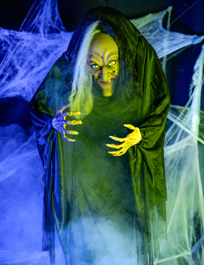 Dekorácia na zavesenie čiernej a bielej čarodejnice 140 cm Halloween