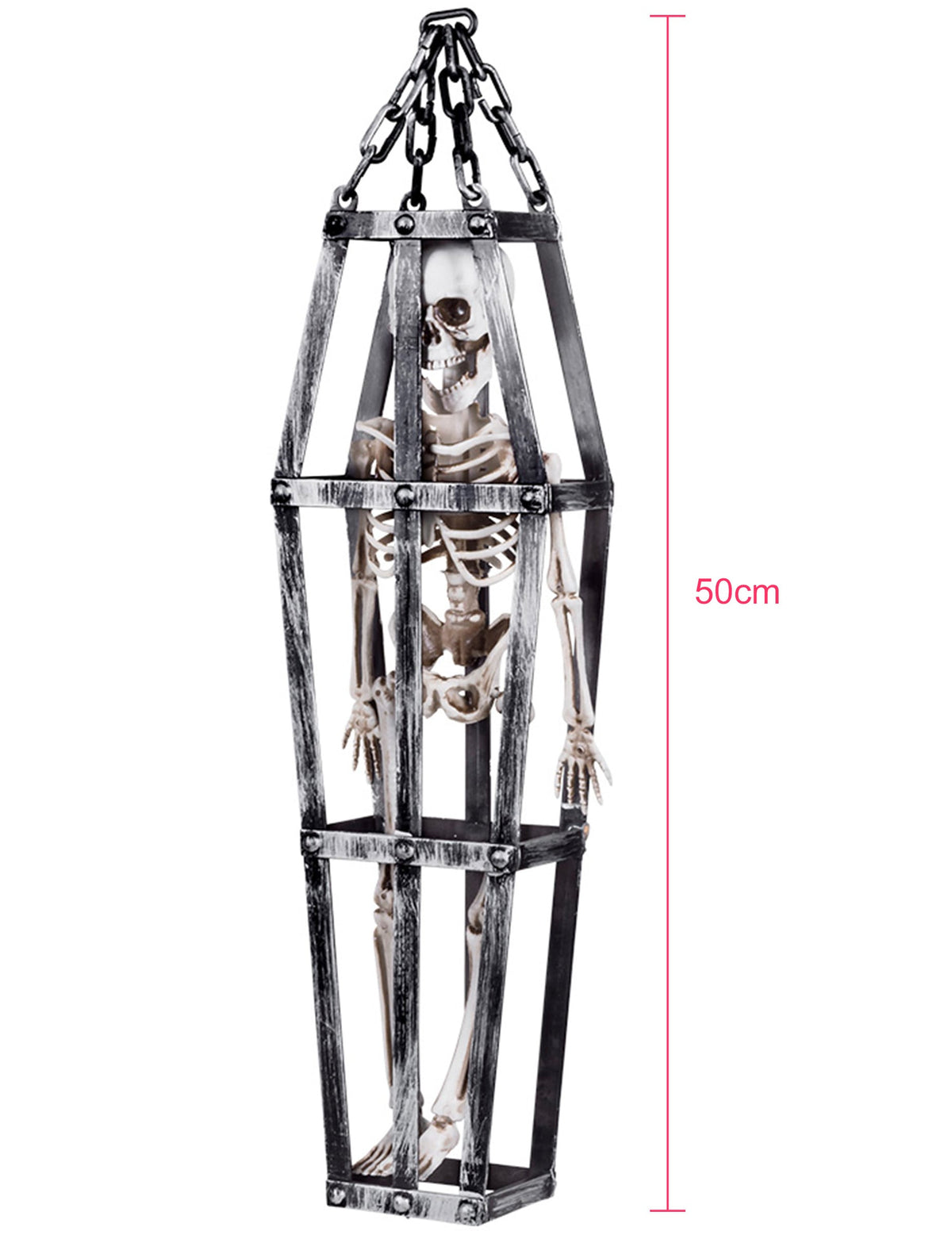 Dimensions de la décoration à suspendre squelette en cage