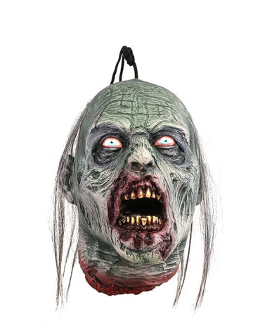 Závesná dekorácia sivá zombie hlava 25 cm 
