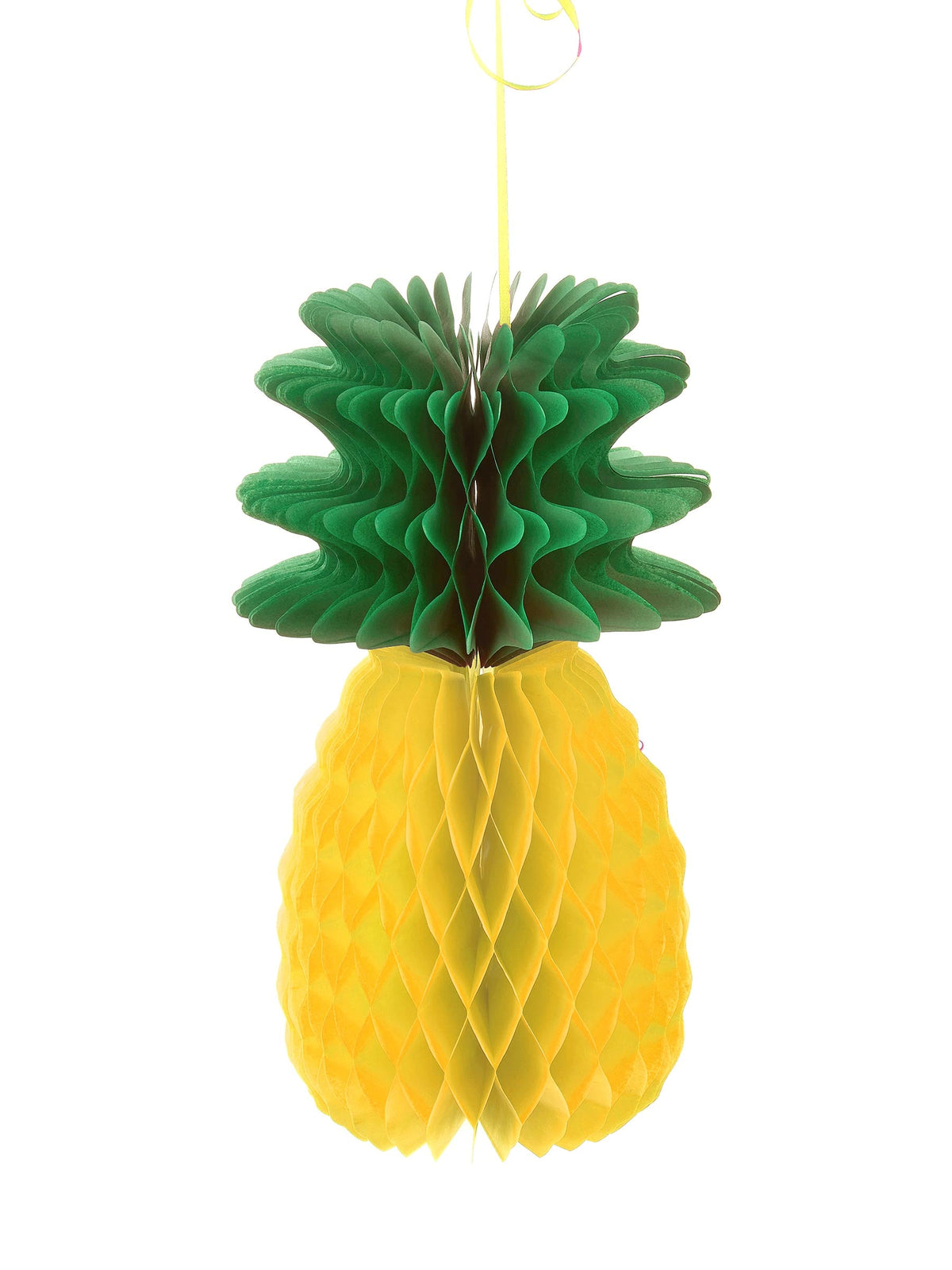 Décoration ananas alvéolé pour fête jaune et vert