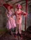 Décoration animée Clown Effrayant beige et rouge avec yeux lumineux