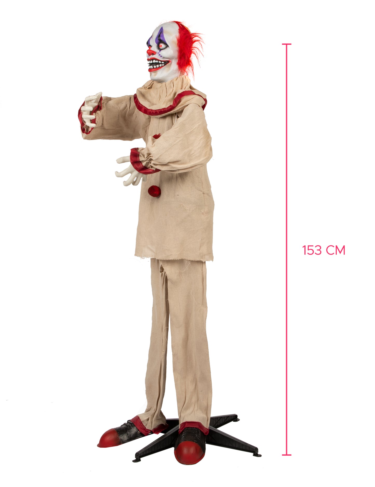 Strašidelná animovaná dekorácia klauna 153 cm