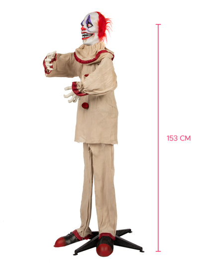 Strašidelná animovaná dekorácia klauna 153 cm