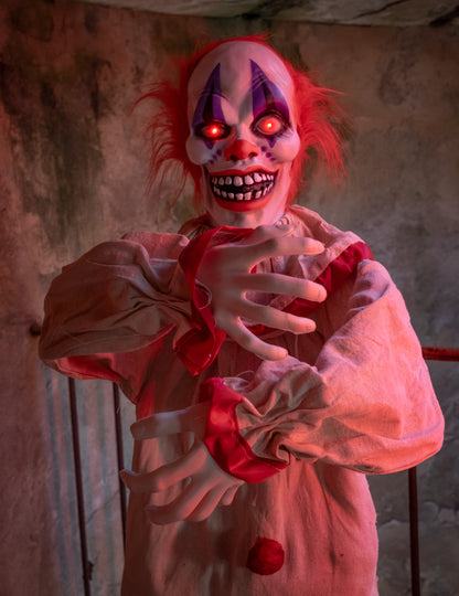 Strašidelná animovaná dekorácia klauna 153 cm