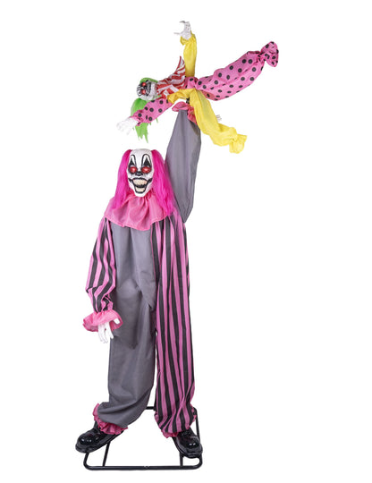 Animované a zvukové dekorácie strašidelné klaun Držanie dievčaťa 210 cm