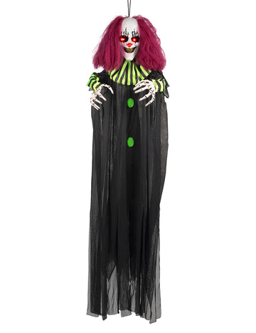 Animovaná dekorácia desivý klaun visiaci 130 cm