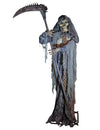 Décoration animée faucheur squelette pour Halloween gris de 300 cm avec faux et chaînes
