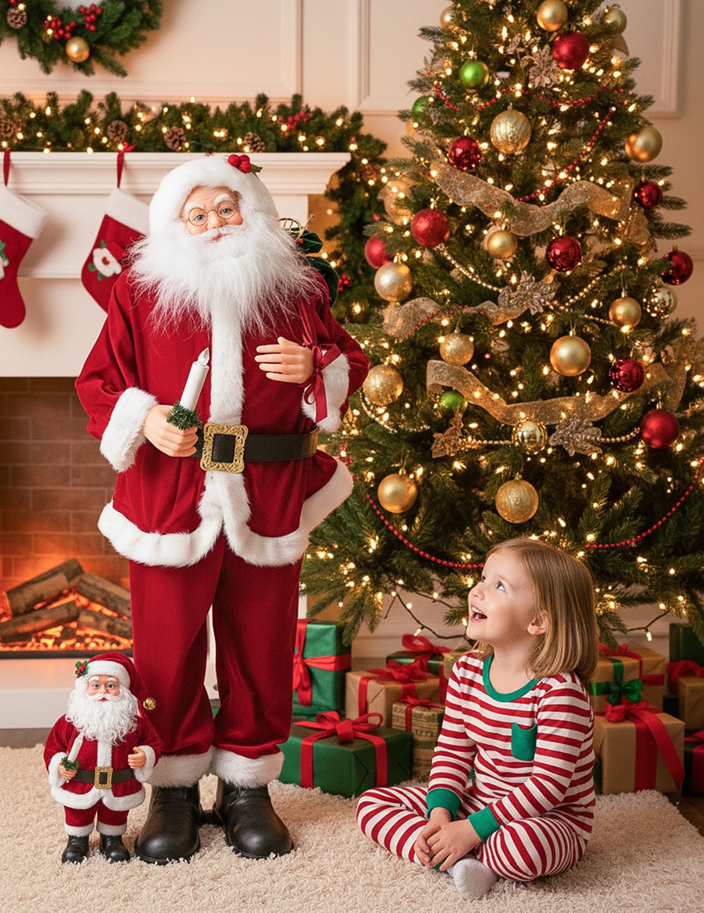 Animovaná hudobná dekorácia Santa Clausa s pohybom, zvukom a svetlom 90 cm