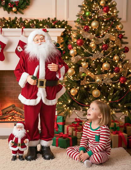 Animovaná hudobná dekorácia Santa Clausa s pohybom, zvukom a svetlom 90 cm