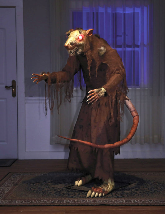 Décoration animée Rat Terrifiant Yeux Rouges avec Mouvements et Lumières 1,5m