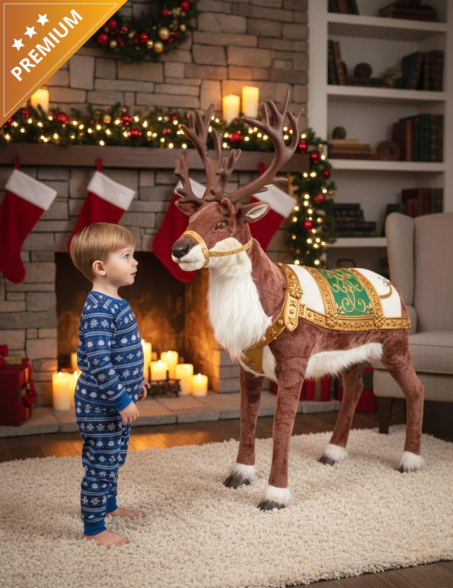 Animovaná vianočná dekorácia so sobami so zvukom a pohybom 143 cm