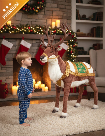 Animovaná vianočná dekorácia so sobami so zvukom a pohybom 143 cm