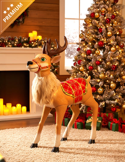 Animovaná vianočná dekorácia, rozmarný sob, 120 cm