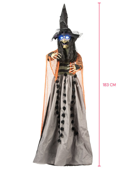 Animovaná, zvuková a svetelná závesná dekorácia čarodejnice 183 cm