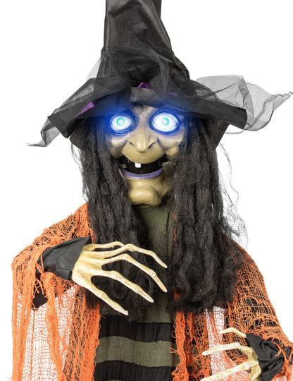 Animovaná, zvuková a svetelná závesná dekorácia čarodejnice 183 cm