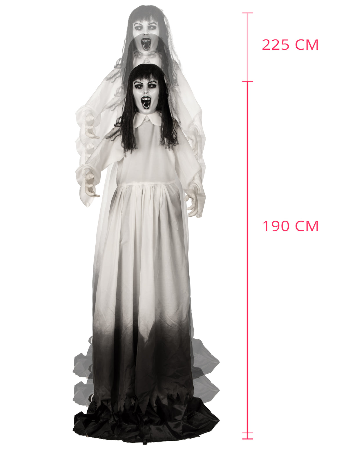 Animovaná dekorácia prízračná vdova, rozťahovacia, s pohybom 190 až 225 cm