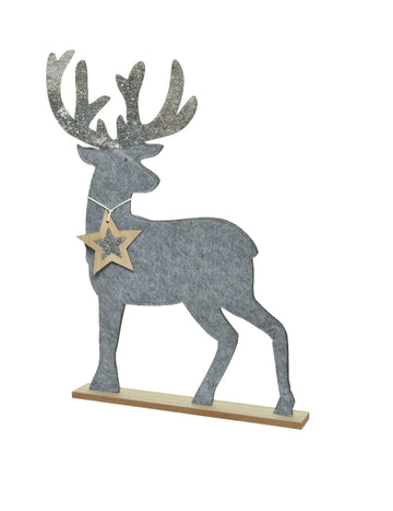 Trblietavá strieborná dekorácia jeleňa 40 cm 
