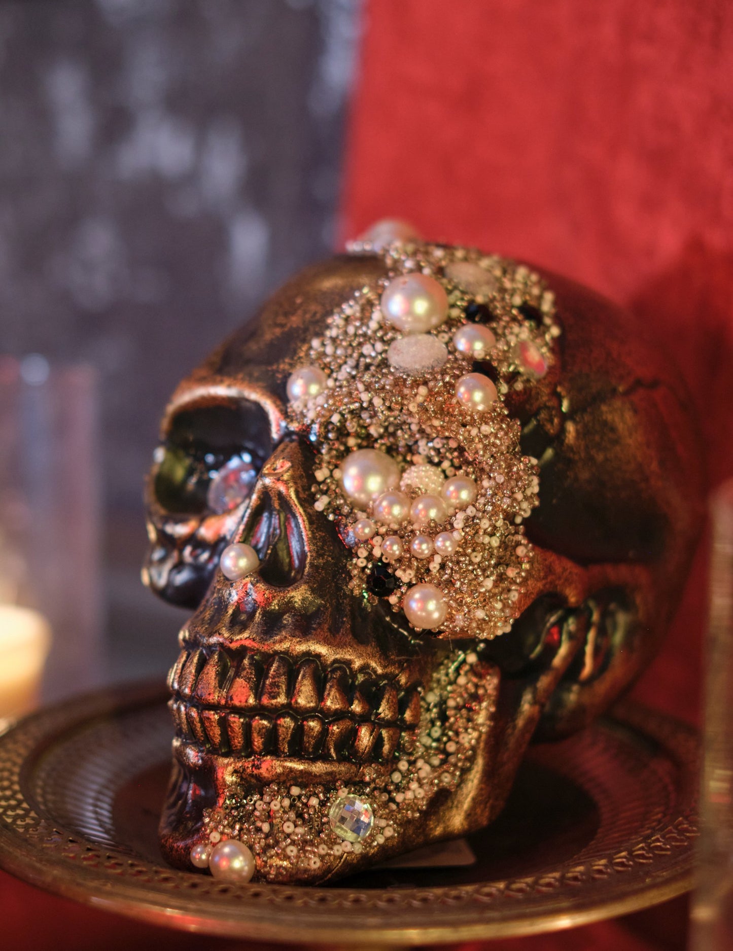 Lebka Ozdobia ozdobné diamanty 16 x 15 x 21 cm