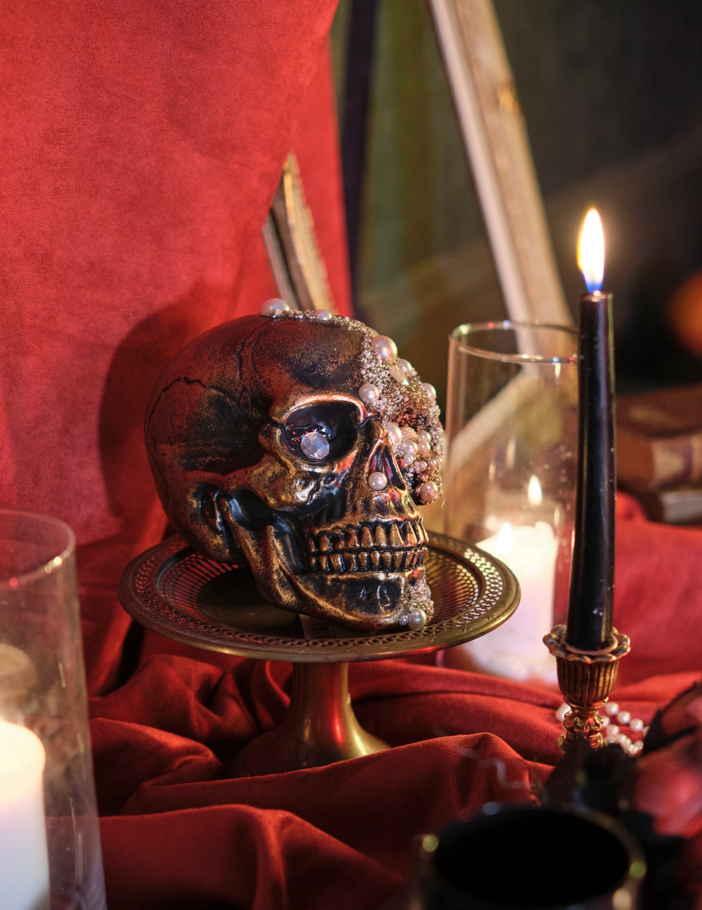 Lebka Ozdobia ozdobné diamanty 16 x 15 x 21 cm