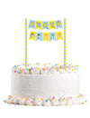 Décoration de gâteau Bluey pour enfant bleue et jaune avec fanions Party