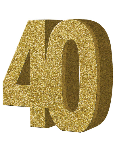 Décoration de table 40 ans pour anniversaire dorée pailletée