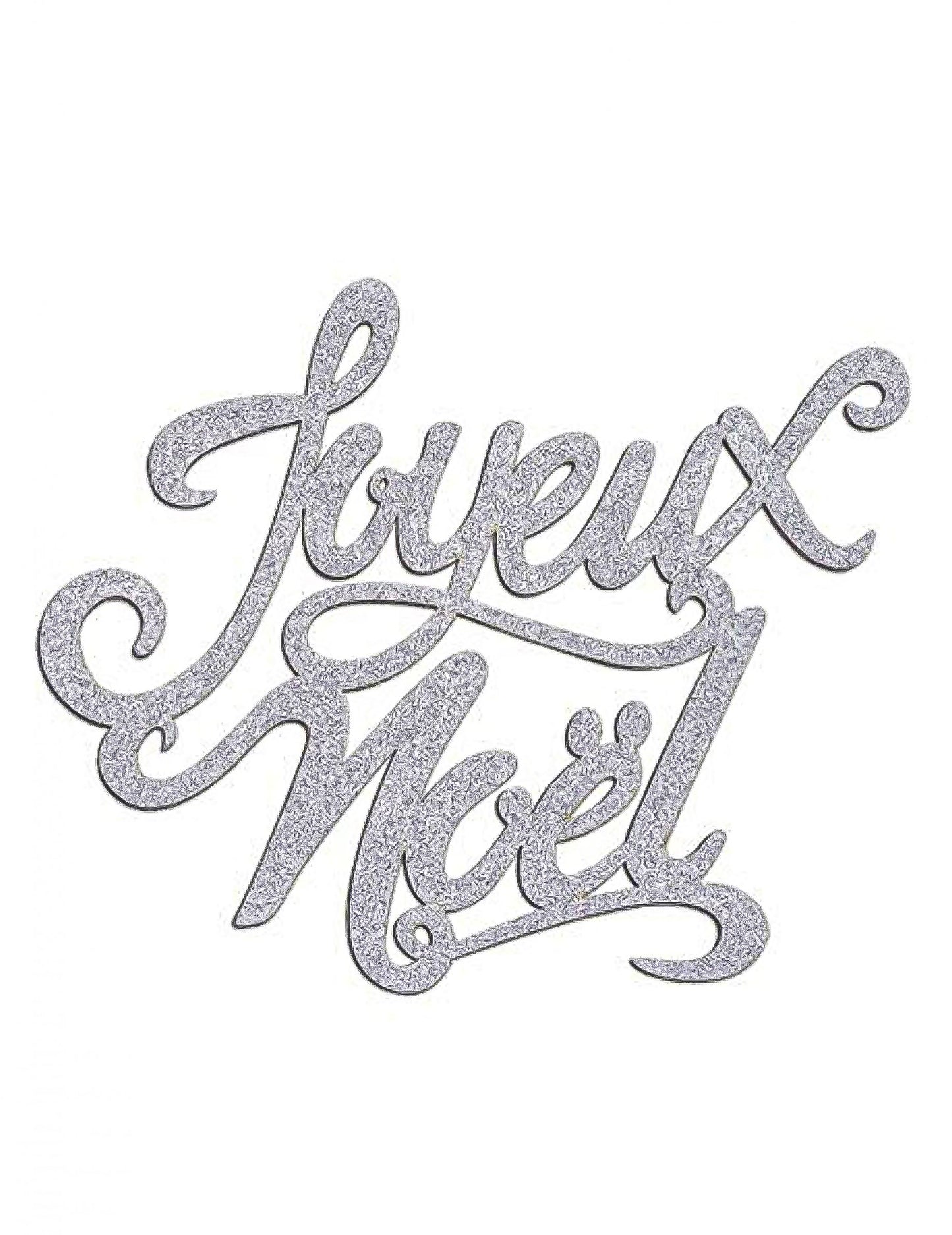 Drevená stolová dekorácia, Veselé Vianoce, strieborné trblietky, 19 x 20 cm slávnostný nápis