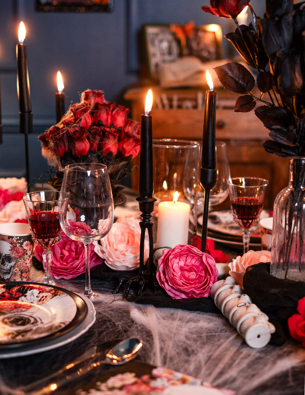 Ambiance de décoration de table de la fleur artificielle rose ancienne