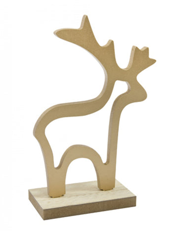 Drevená dekorácia Zlatý jeleň 15,5 x 10,5 x 4,5 cm 