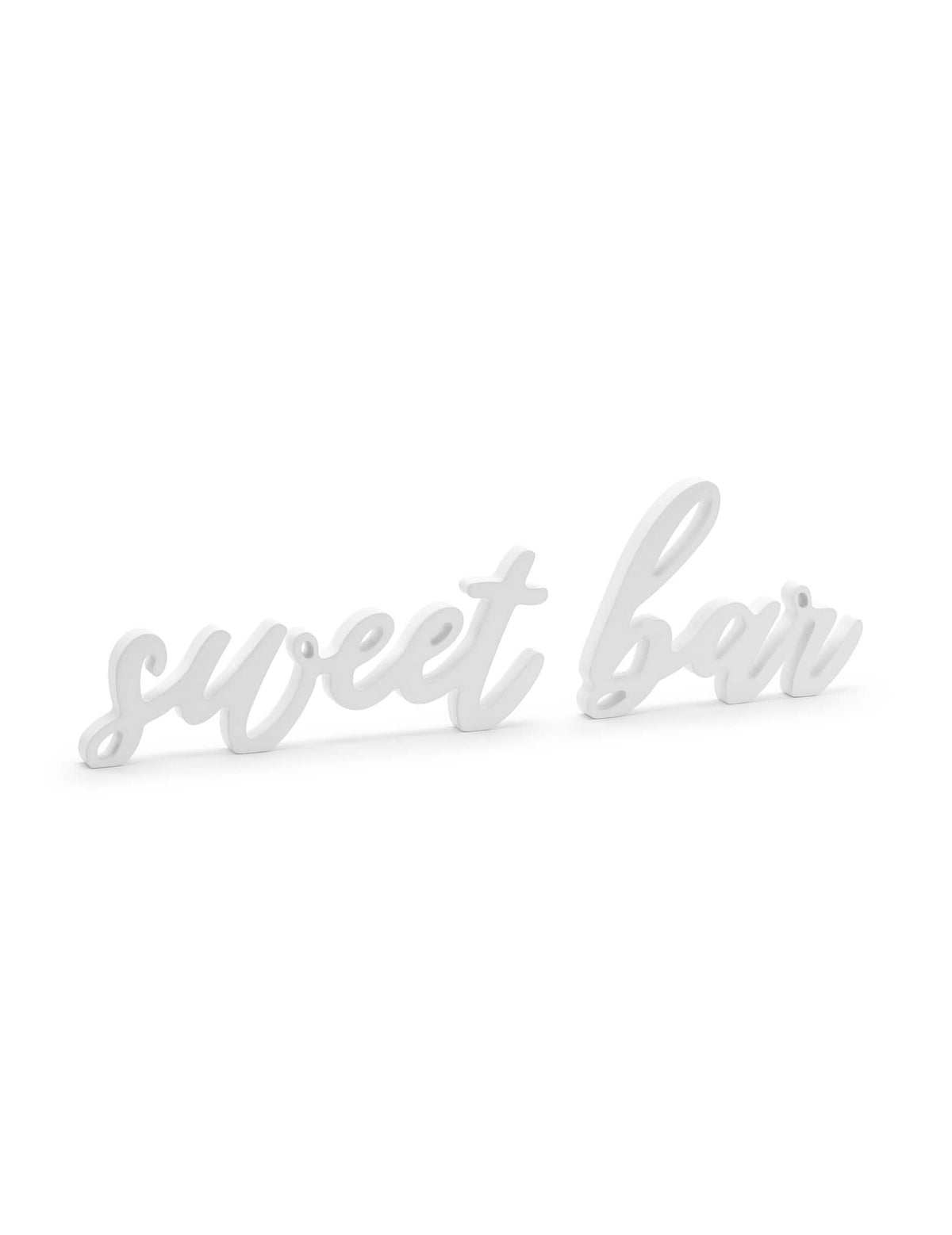 Drevená dekorácia sweet bar na svadbu biela