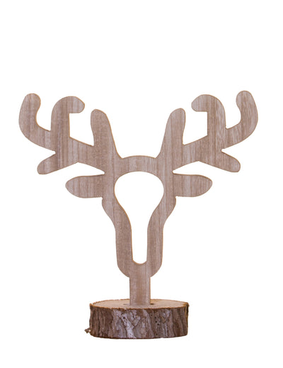 Décoration tête de cerf en bois sur rondin