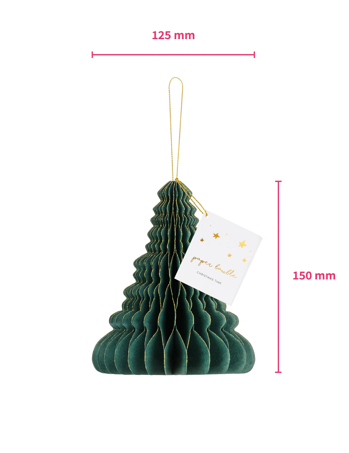 Dimensions de la décoration en papier alvéolé sapin de Noël