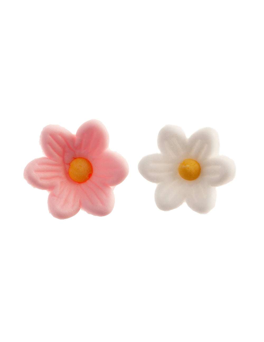 Décorations en sucre marguerites pour gâteau roses et blanches