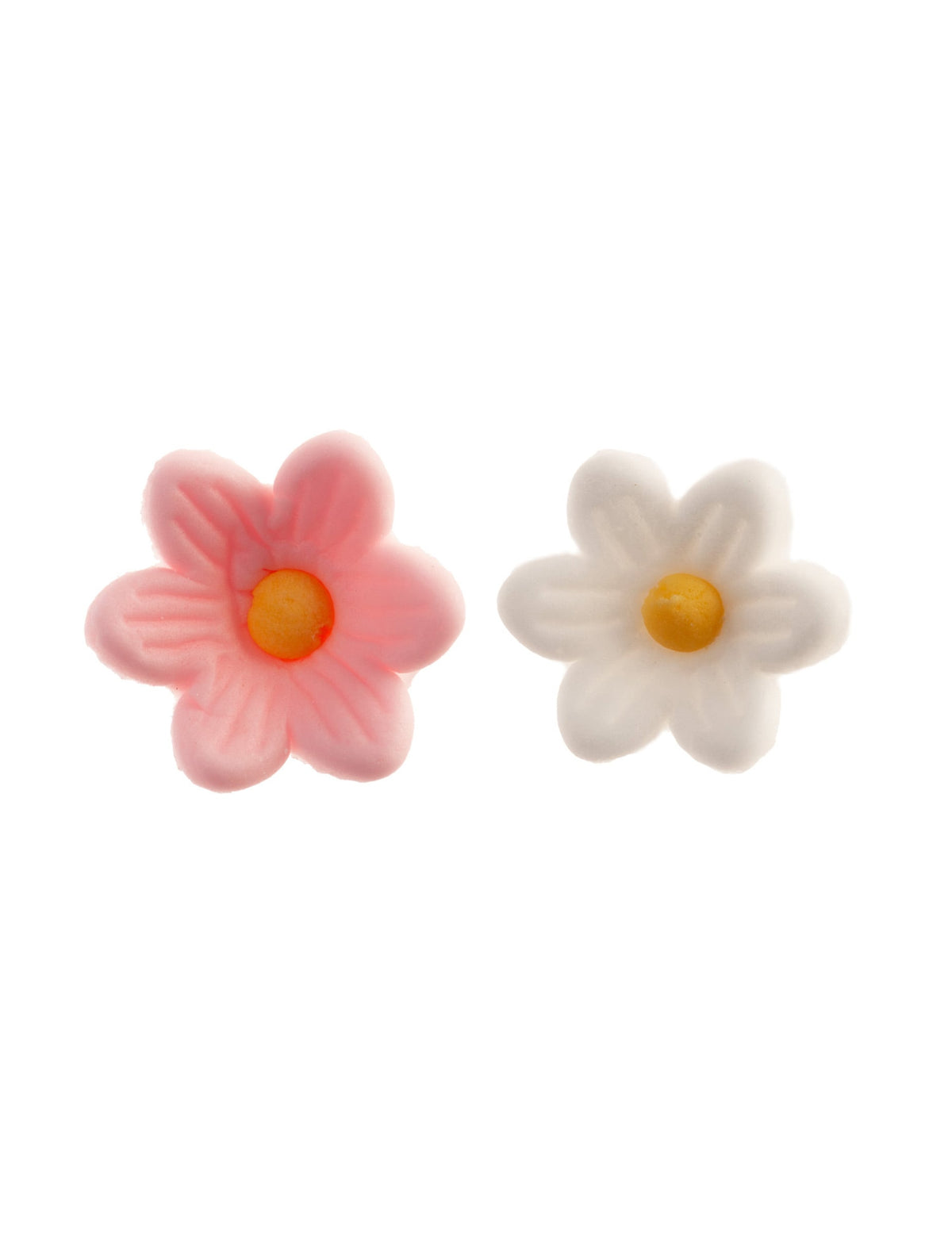 Décorations en sucre marguerites pour gâteau roses et blanches