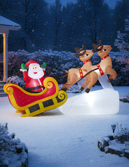 Svetelná nafukovacia dekorácia Santa Clausov sane 210 cm 