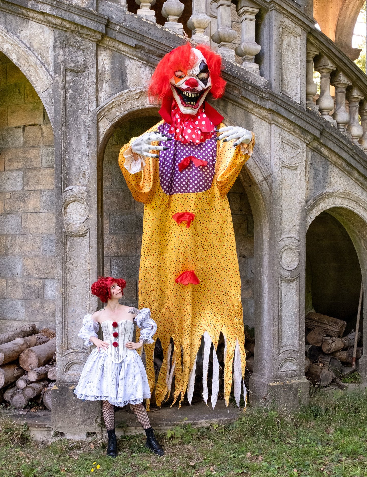 Halloween dekorácie strašidelný klaun visiaci 350 cm
