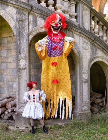 Obrovská halloweenska dekorácia: desivý visiaci klaun, 3,50 m