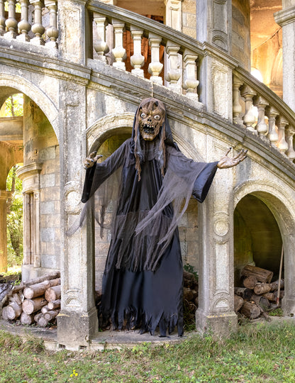 Obrovská halloweenska dekorácia: závesná čarodejnica/zombie, 3,50 m