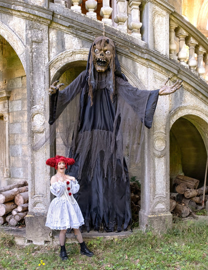 Obrovská halloweenska dekorácia: závesná čarodejnica/zombie, 3,50 m