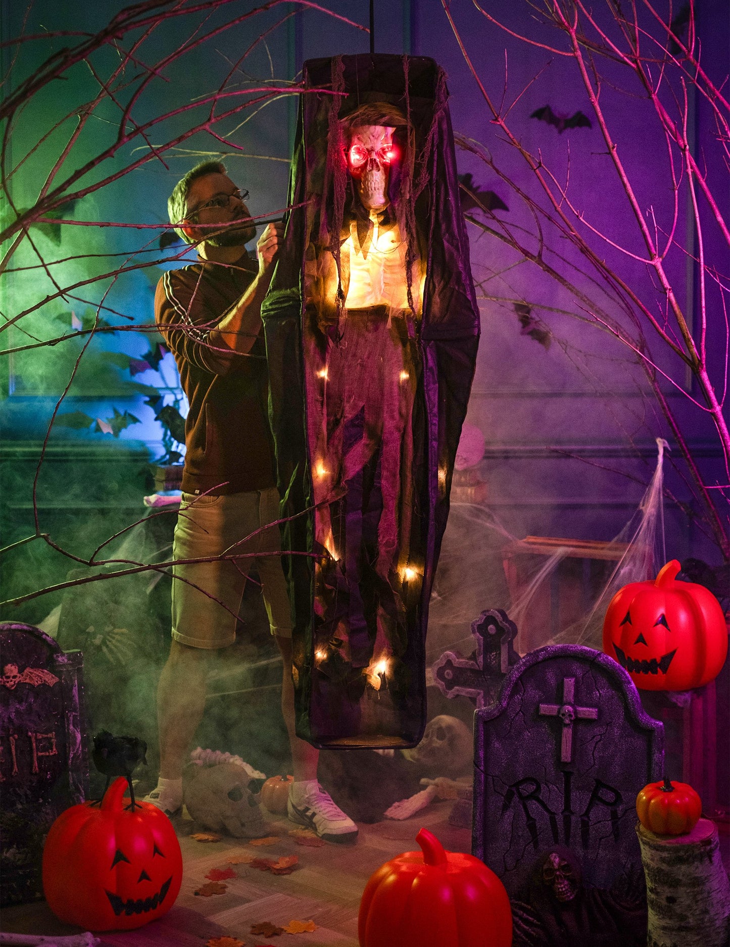 Svetelná dekorácia rakvy 160 cm