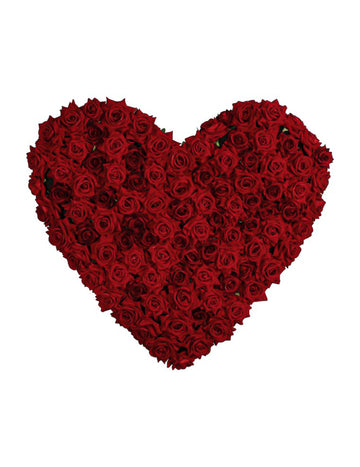 Nástenná dekorácia v tvare srdca s červenou ružou 70 cm 63 x cm