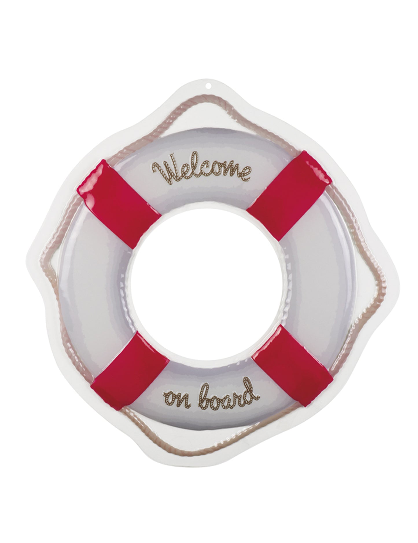 Décoration murale marin pour fête bouée de sauvetage rouge et blanche Welcome on board