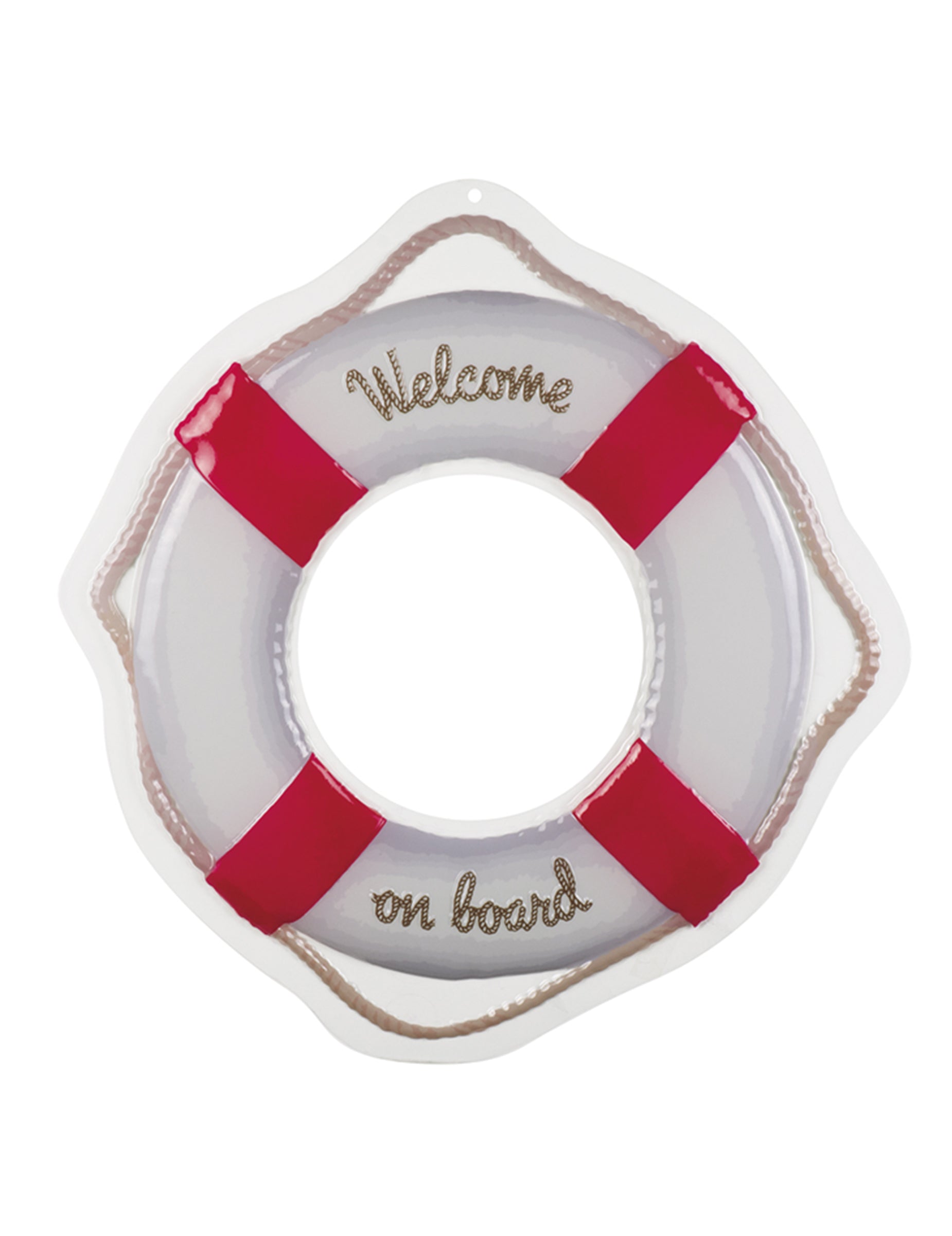 Décoration murale marin pour fête bouée de sauvetage rouge et blanche Welcome on board