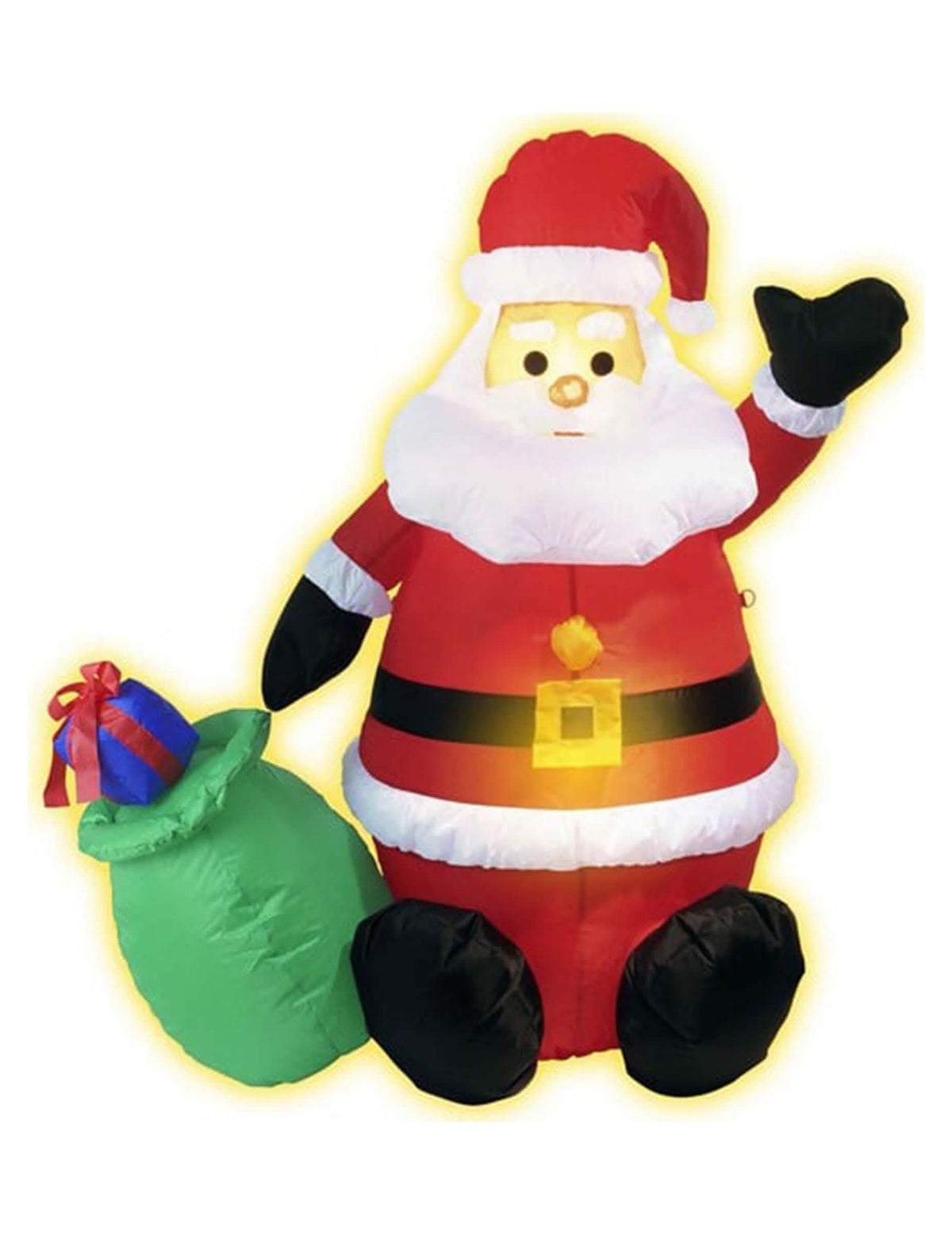 Pohľad spredu v sede na svetelnú nafukovaciu dekoráciu santa claus